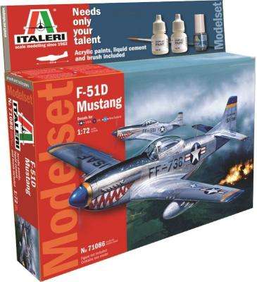 Italeri F-51D Mustang Aircraft Model Set Including Paints (1:72)