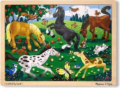 Melissa & Doug Wooden Jigsaw Puzzles - Frolicking Horses (48 Pieces)