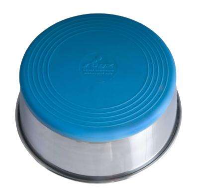 Rogz Stainless Steel Slurp Dog Bowl - Extra Extra Large 3700ml (Blue Base)