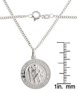 Sterling Essentials Sterling Silver 22-inch Saint Christopher Medal Necklace