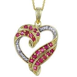 Glitzy Rocks 18k Gold over Sterling Silver Ruby Heart Necklace