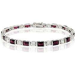 Glitzy Rocks Sterling Silver Garnet and CZ Bracelet