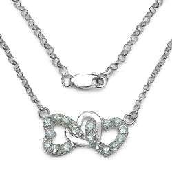 Malaika Sterling Silver Aquamarine Heart Link Necklace
