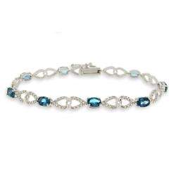 Glitzy Rocks Sterling Silver London Blue Topaz and Diamond Accent Bracelet