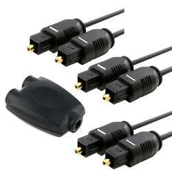 1 x 2 Optical Audio TosLink Splitter Adapter/ TosLink Cable Set
