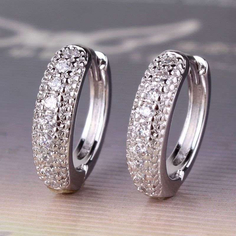 ELEGANCE RANGE! - BEAUTIFUL 18K GOLD FILLED SAPPHIRE PAVE HUGGIE EARRINGS