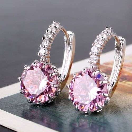 ELEGANCE RANGE! - BEAUTIFUL 18K GOLD FILLED SAPPHIRE LEVERBACK EARRINGS