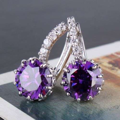 ELEGANCE RANGE! - BEAUTIFUL 18K GOLD FILLED SAPPHIRE LEVERBACK EARRINGS