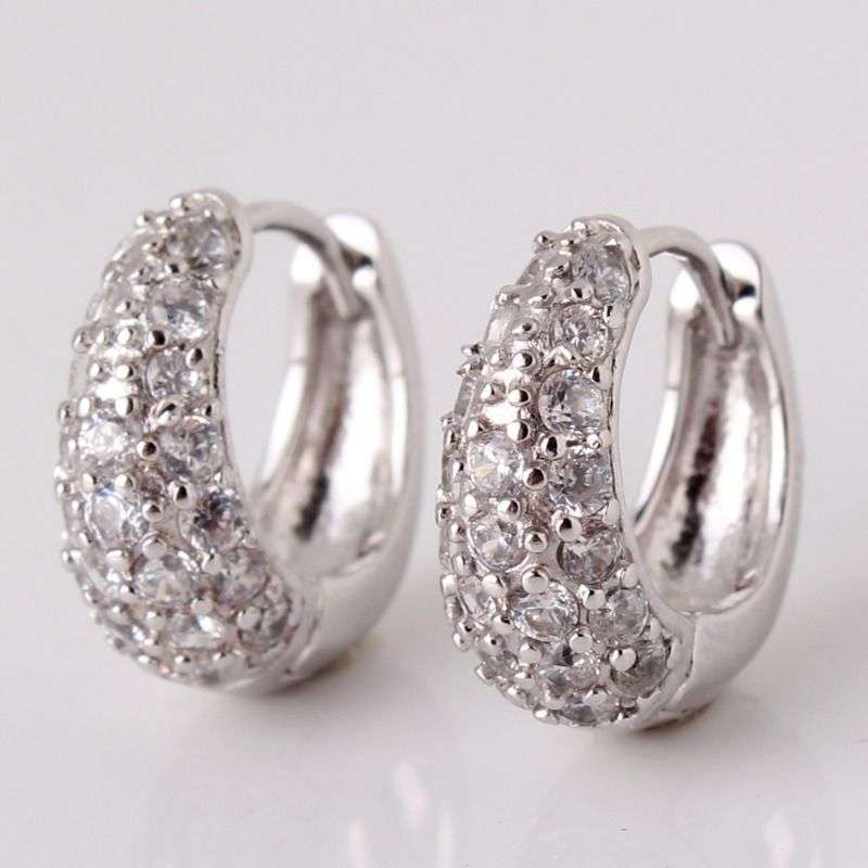 ELEGANCE RANGE! - BEAUTIFUL 18K GOLD FILLED SAPPHIRE PAVE HUGGIE EARRINGS