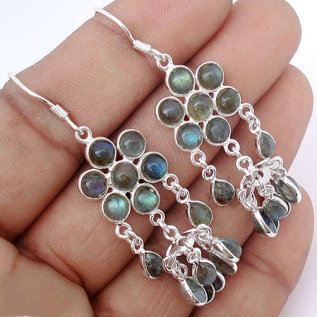 ***UNIQUE!!!***STUNNING NATURAL CANADIAN LABRADORITE SOLID STERLING SILVER EARRINGS!