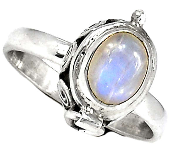 ***UNUSUAL!!!*** GORGEOUS MOONSTONE IN SOLID STERLING SILVER POISON RING!!!