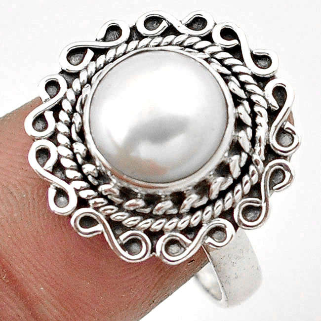 ***WOAW!!!*** GORGEOUS MABE PEARL IN SOLID STERLING SILVER RING!!!