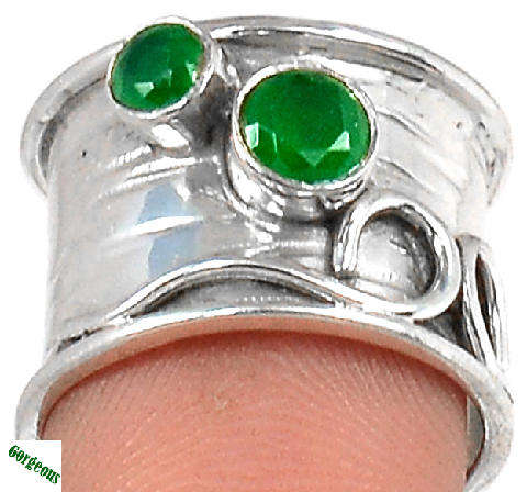 ***WOAW!!!*** GORGEOUS INDIAN EMERALDS IN SOLID STERLING SILVER RING!!!