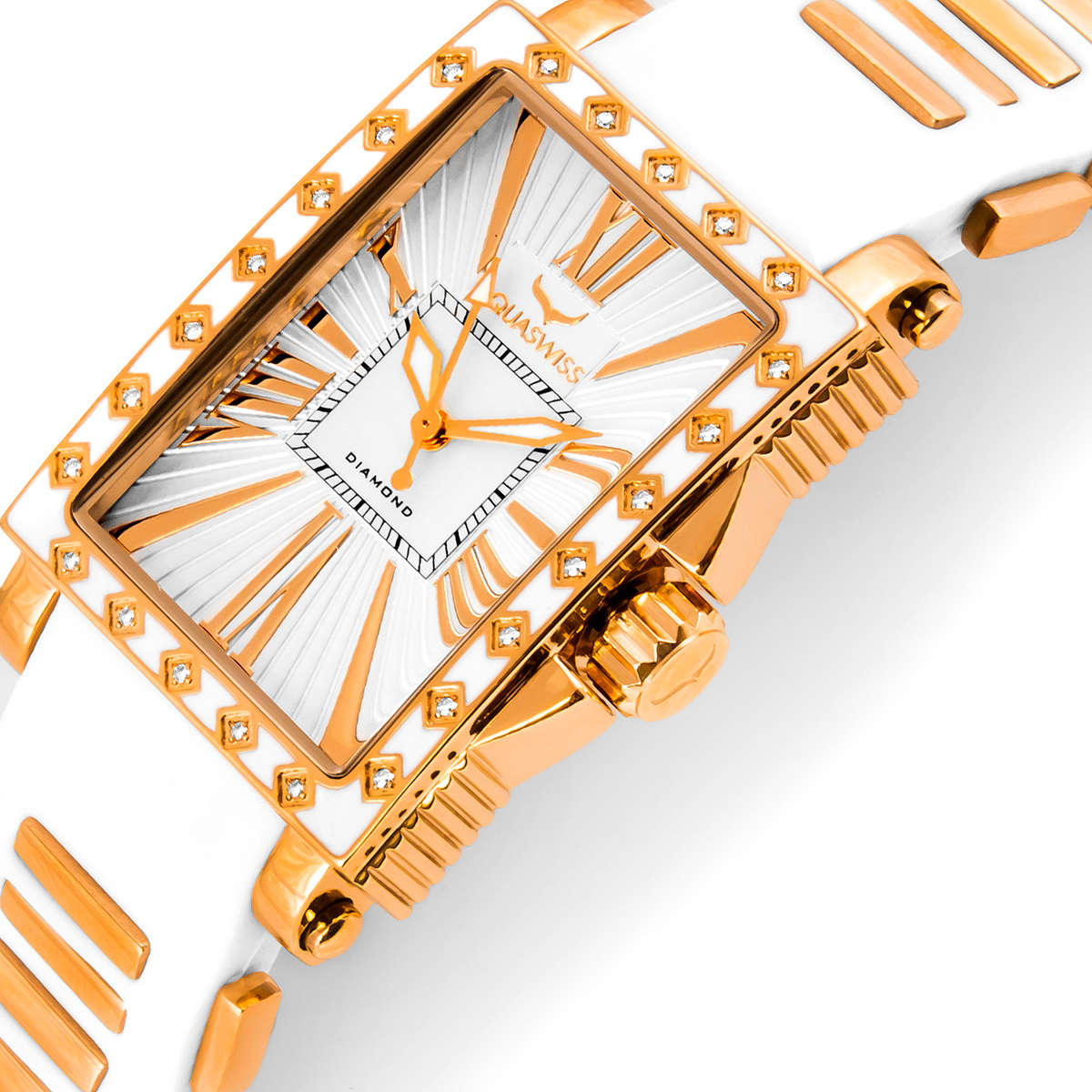 AQUASWISS Women's Grace Rose Gold Snow *24 DIAMOND* Watch **DIAMONDS ARE FOREVER** Brand new!