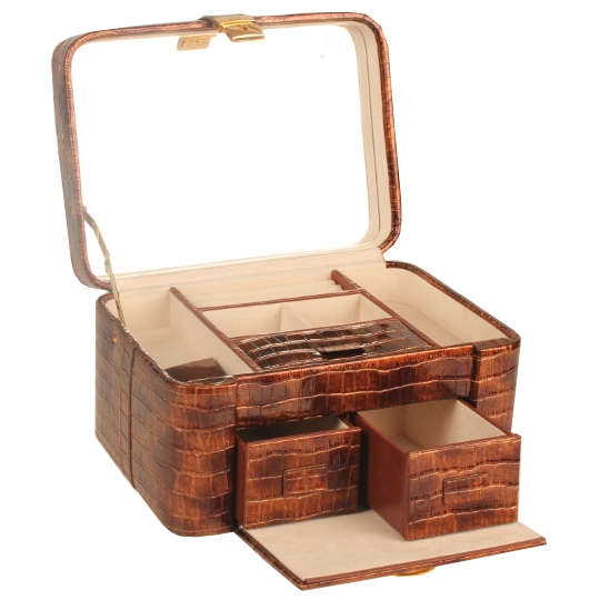 AB Collezioni Epoque Ladies Jewellery Case With Multiple Compartments - Brown