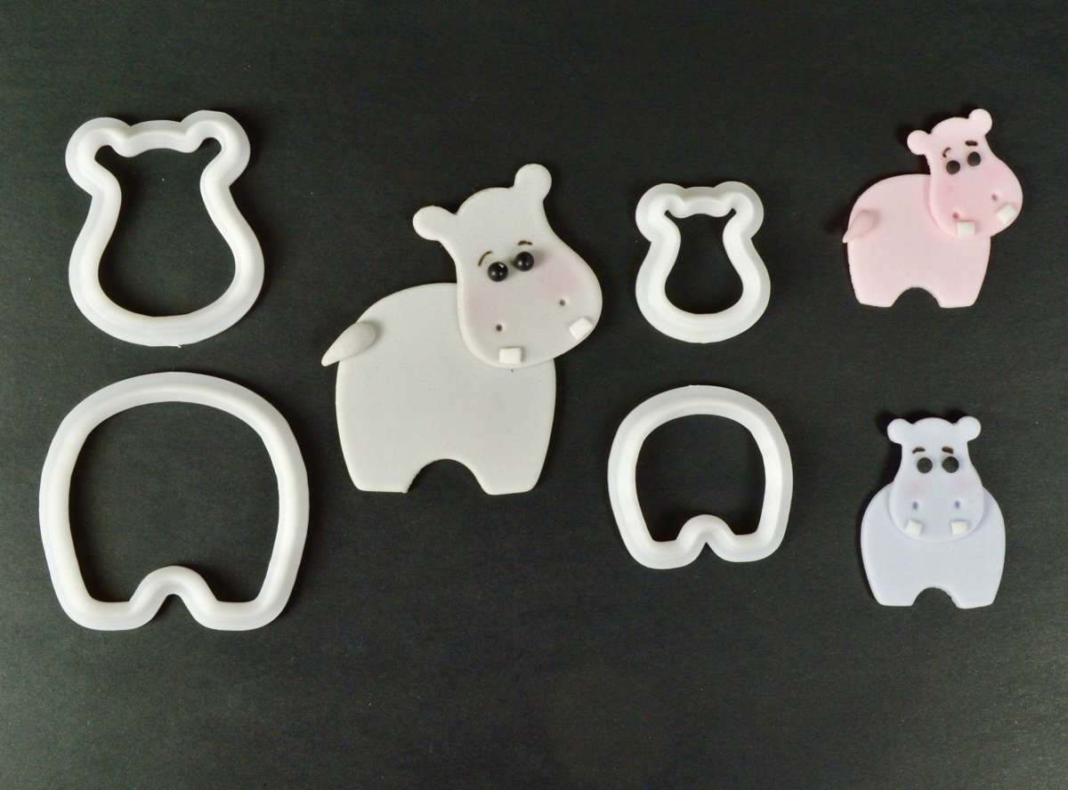 FMM Hippo Hippopotamus Mummy & Baby Sugarcraft Cake Icing Cutter Set 2 Sizes