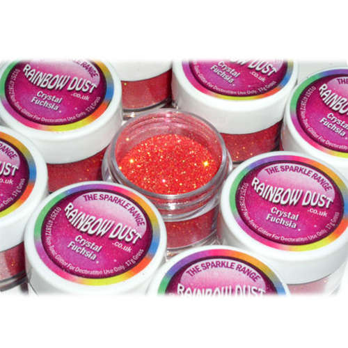 Rainbow Dust Non-Toxic Cake Glitter Decoration Sparkle Range CRYSTAL FUCHSIA