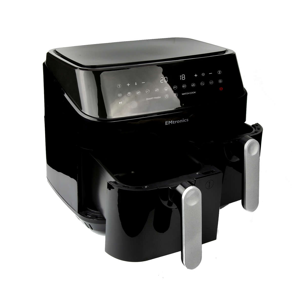 EMtronics EMDAF9LD Digital 9L Double Basket Large AirFryer with Timer-Black Agrade damaged packaging