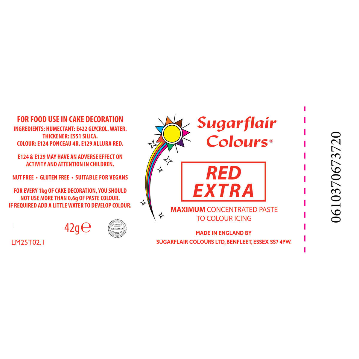 Sugarflair Maximum Concentrated Paste Edible Food Colouring 42g - Red Extra