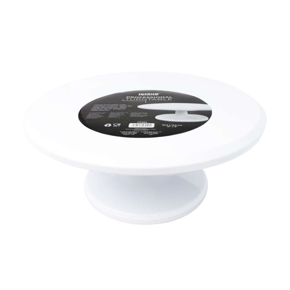 PME Professional Metal Turntable White Cake Stand for Decorating 30.5cm x 13cm