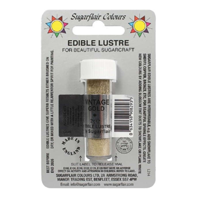 Sugarflair Edible Lustre Powder Dust Shimmer for Cake Decorating - Vintage Gold