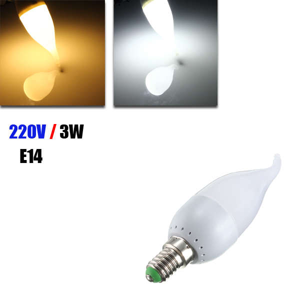 E14 3W White Warm White LED Candle Flame Light Chandelier Bulb AC 220V