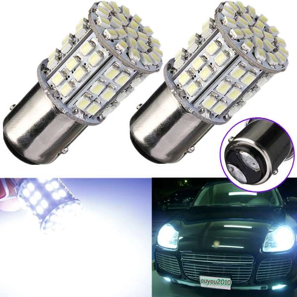BAY15D 1157 White Car Tail Stop Brake Light Lamp 64 SMD LED Bulb