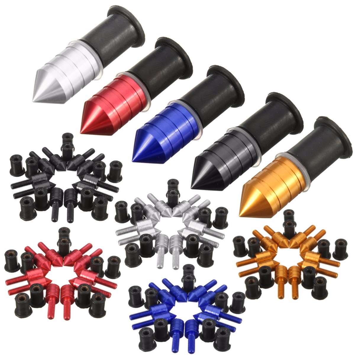 10pcs M5 Motorcycle Windscreen Windshield Spike Bolts Screw Nuts Kit