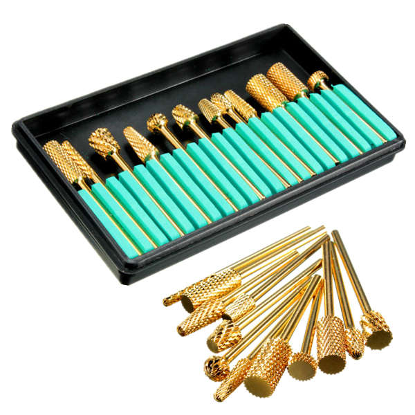 1Pcs Pro Gold Aluminium Grinding Head Nail Drill Bits