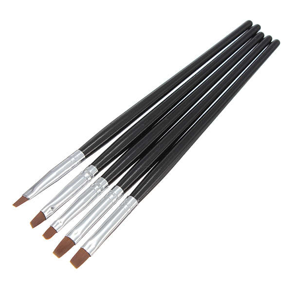 5Pcs Tiny Nail Art Acrylic UV Gel Pen Painting Flat Brush Set Tool