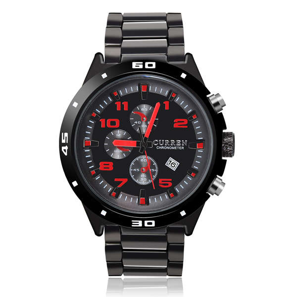 Fashion CURREN 8021 Black Waterproof Calendar Men Quartz Wrist Watch
