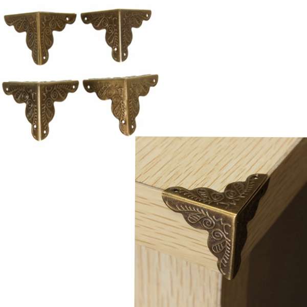 10Pcs Antique Box Corner Wooden Case Corner Brackets Protector Guard Carved