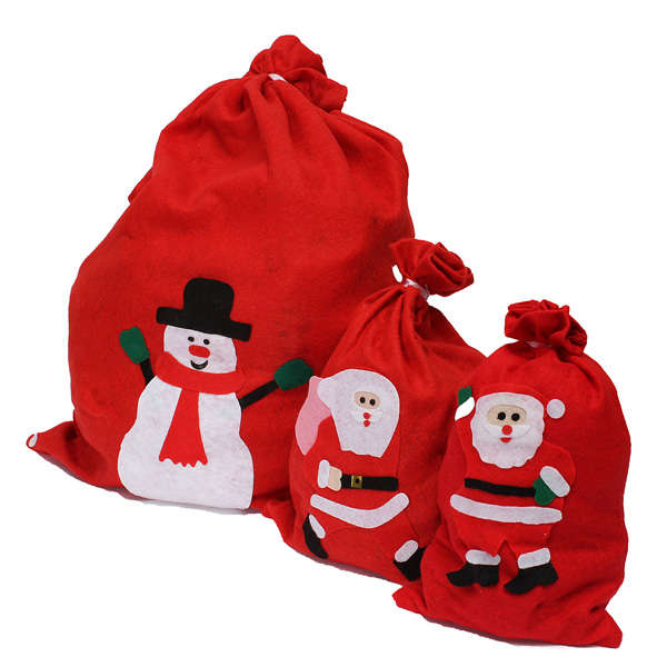 Lovely Santa Claus Red Stocking Fabric Bag Christmas Gift Bag