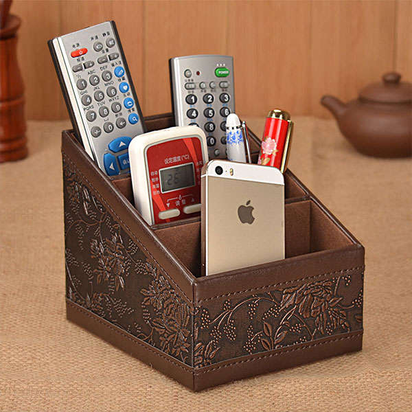 Remote Control Storage Box Classic Office Desk Desktop Organizer Pen Sundries H