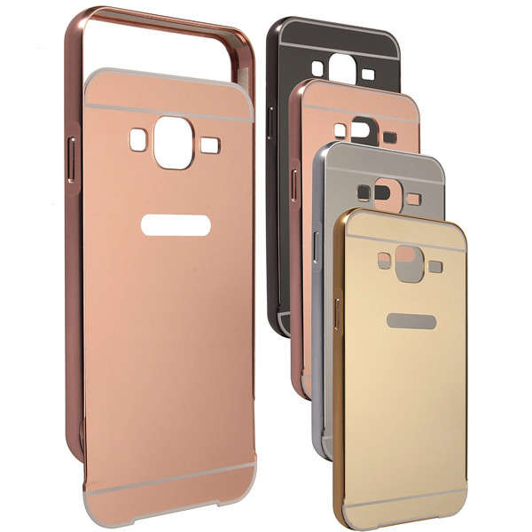 Aluminum Metal Frame PC Mirror Back Cover Case For Samsung Galaxy J5