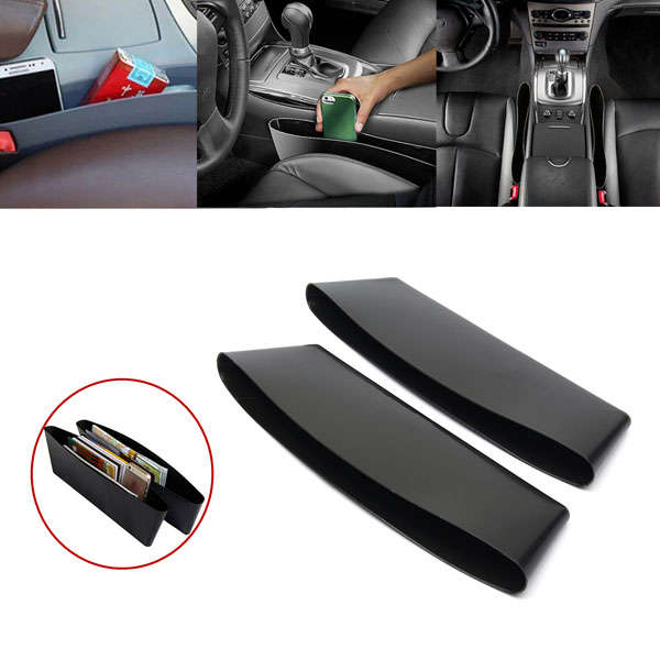 2Pcs Black Car Interior Catch Catcher Storage Organizer Box Seat Slit Pocket