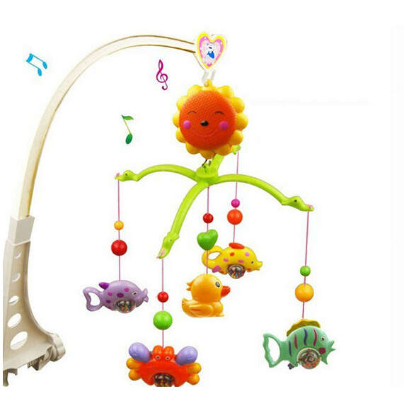 Baby Hand Bed Crib Musical Hanging Rotate Bell Ring Rattle Mobile Toy