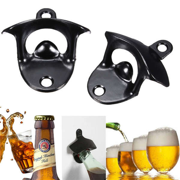 Black Stainless Steel Wall Mount Wine Beer Bottle Bar Opener