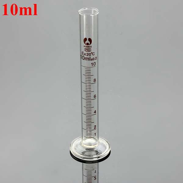 10ml Glass Graduated Measuring Cylinder Tube With Round Base And Spout