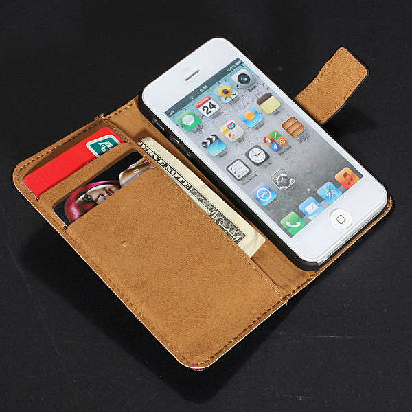 Folio PU Leather Magnetic Flip Wallet Case Cover Stand For iPhone 5 5S