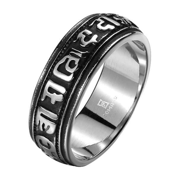 Vintage Rock 316L Stainless Steel Carved Band Ring Men Jewelry