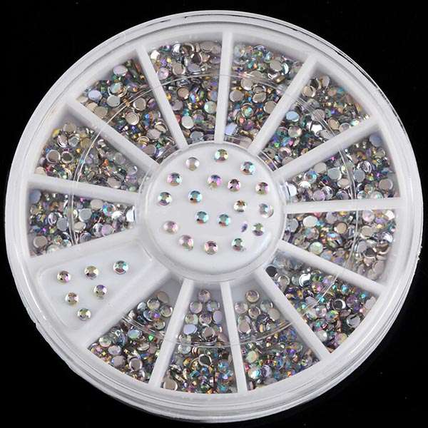 2mm Acrylic Round Rhinestone Nail Art Tip Decoration Wheel