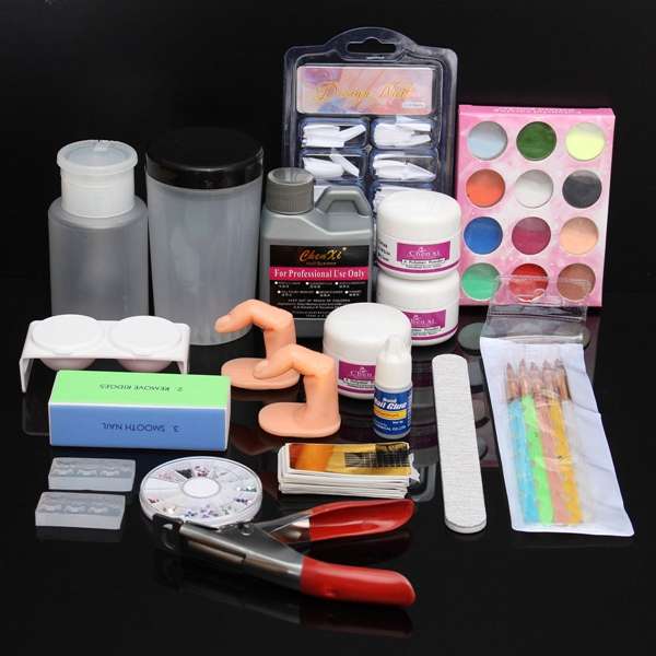 Glitter Acrylic Powder Manicures File Tips Nail Art Set