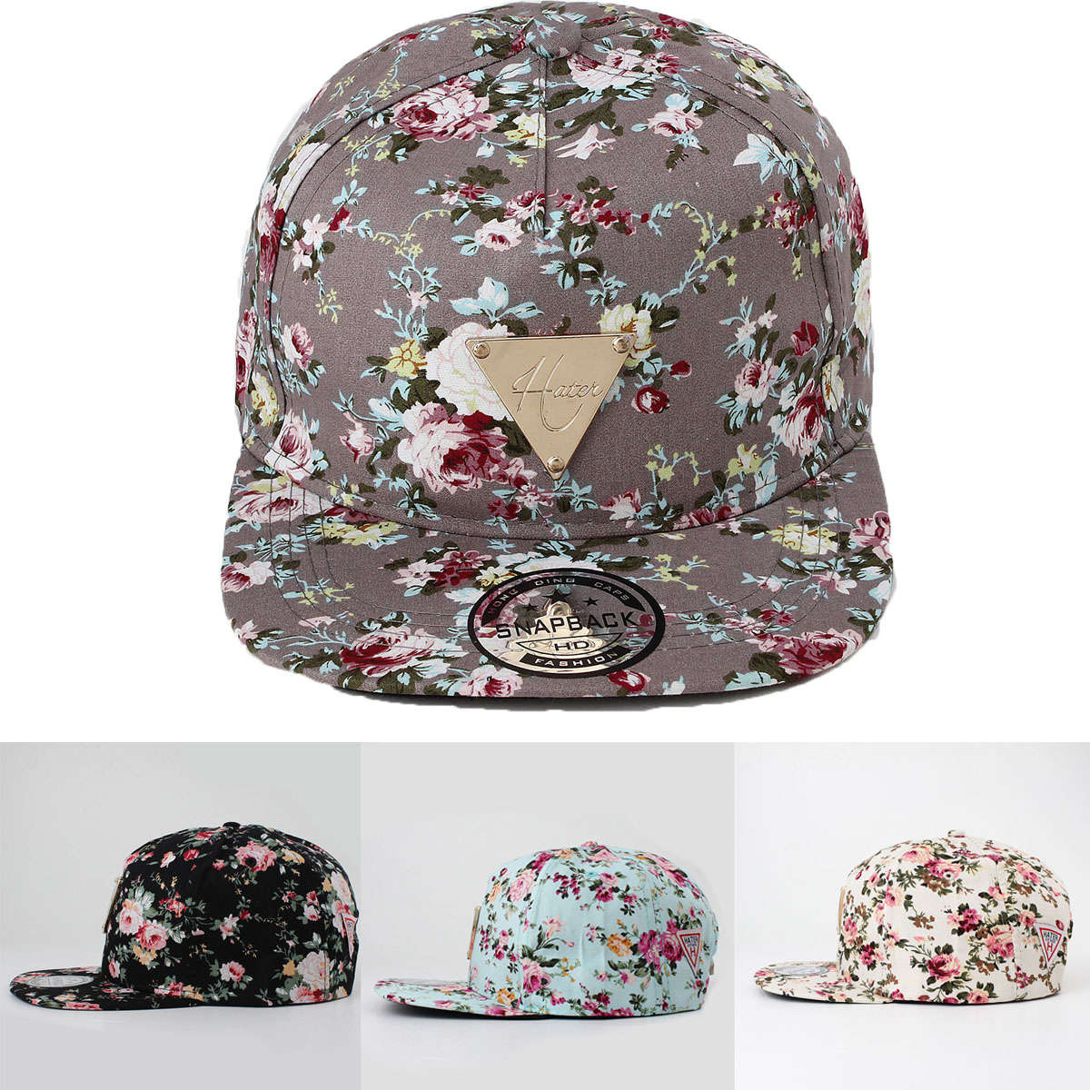 Floral Flower Hip Hop Snapback Hats Flat Adjustable Baseball Cap