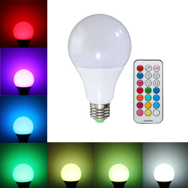 E27 B22 10W RGBW Smart LED Light Bulbs Colorful Globe Blub Remote Control AC85-