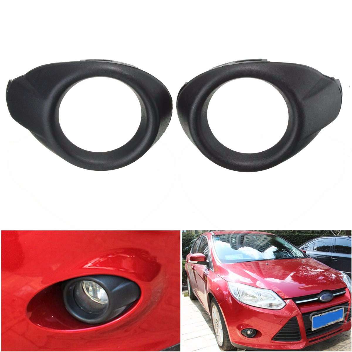 2pcs Black ABS Front Fog Lights Lamp Cover Bezels Trim For Focus 2012 2013