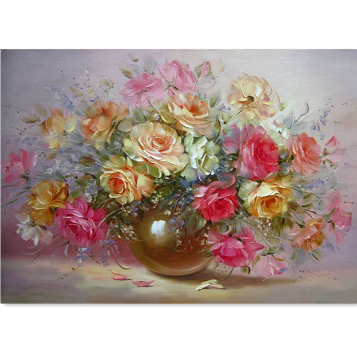 DIY Flower Oil Painting By Numbers Digital Oil Drawing Kits Frameless Canvas Wa