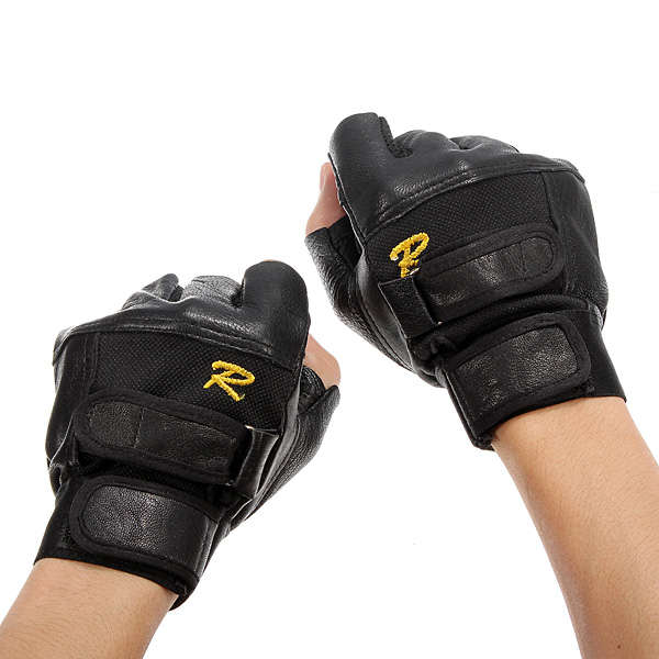 Man Sheepskin Military Tactical Glove Riding Sport Half Finger Glove