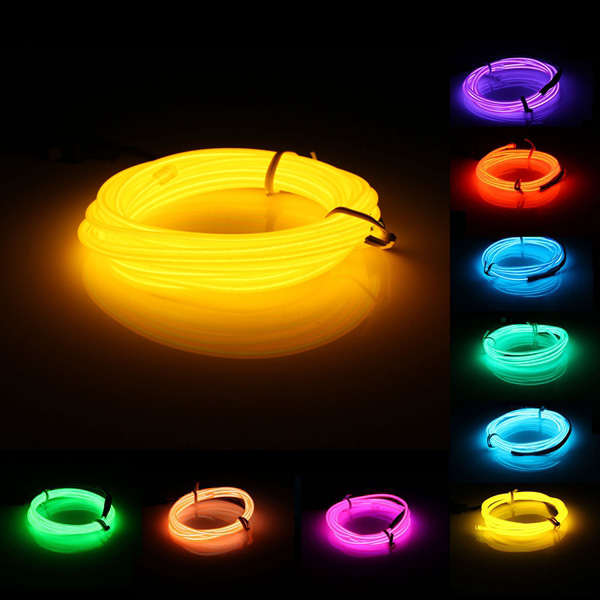 3M EL Led Flexible Soft Tube Wire Neon Glow Car Rope Strip Light Xmas Decor DC