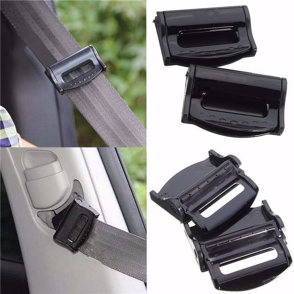 2Pcs Car Safety Seat Belt Strap Adjuster Clip Clasp for Children Black